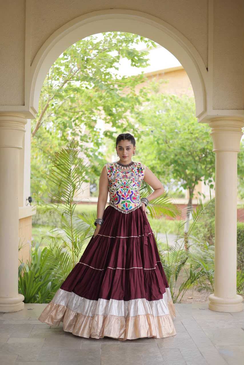 Rayon Designer Lehenga in Brown