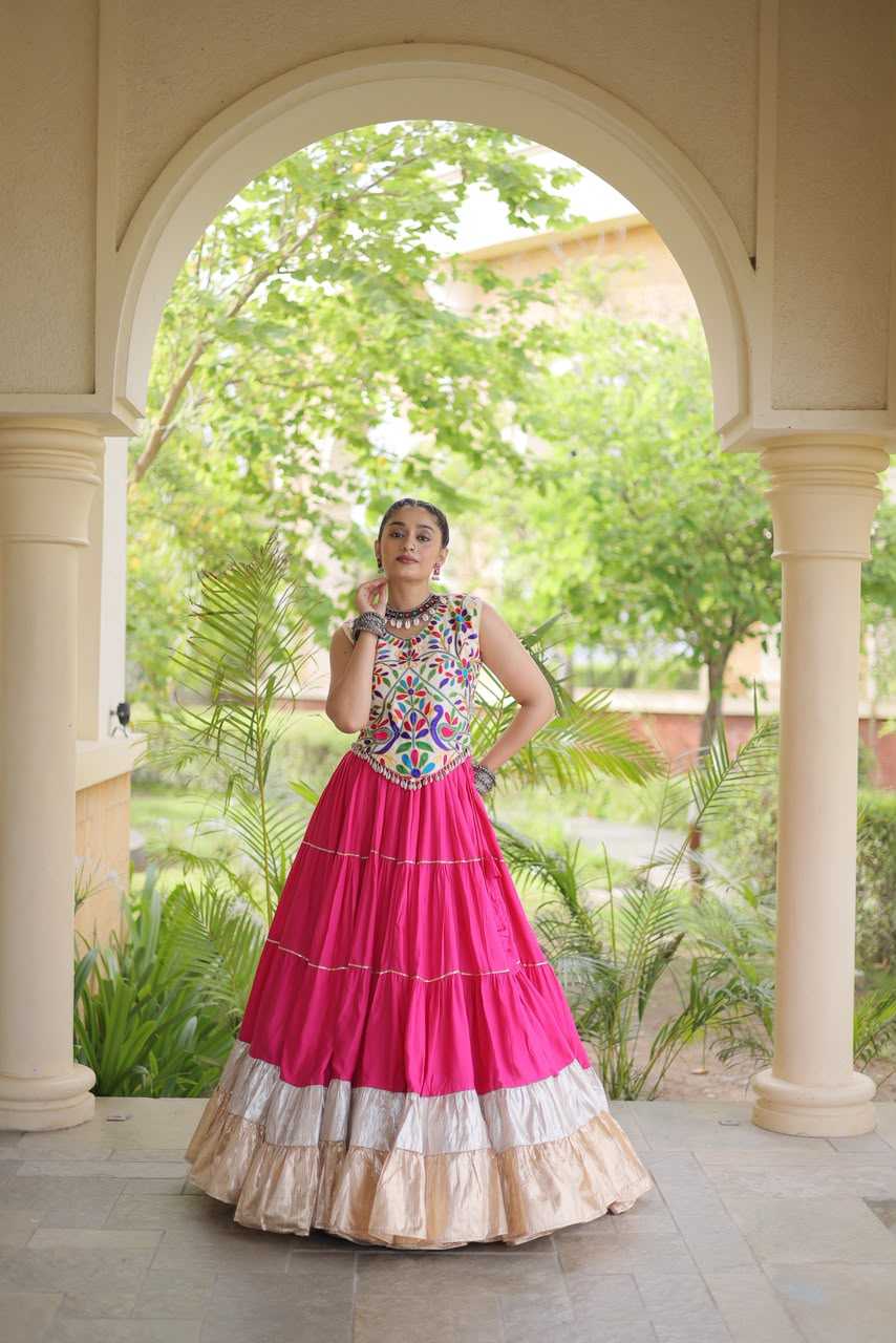 Rayon Designer Lehenga in Brown