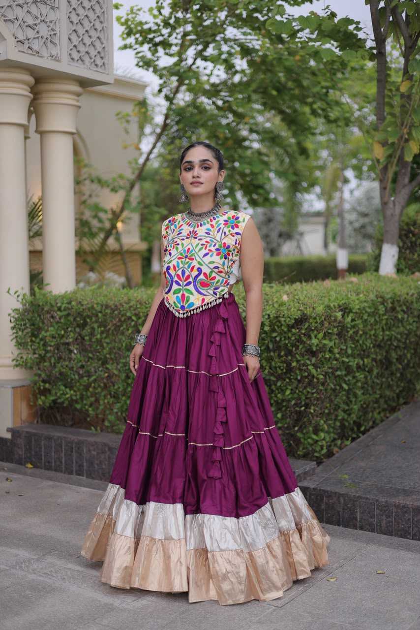 Rayon Designer Lehenga in Brown