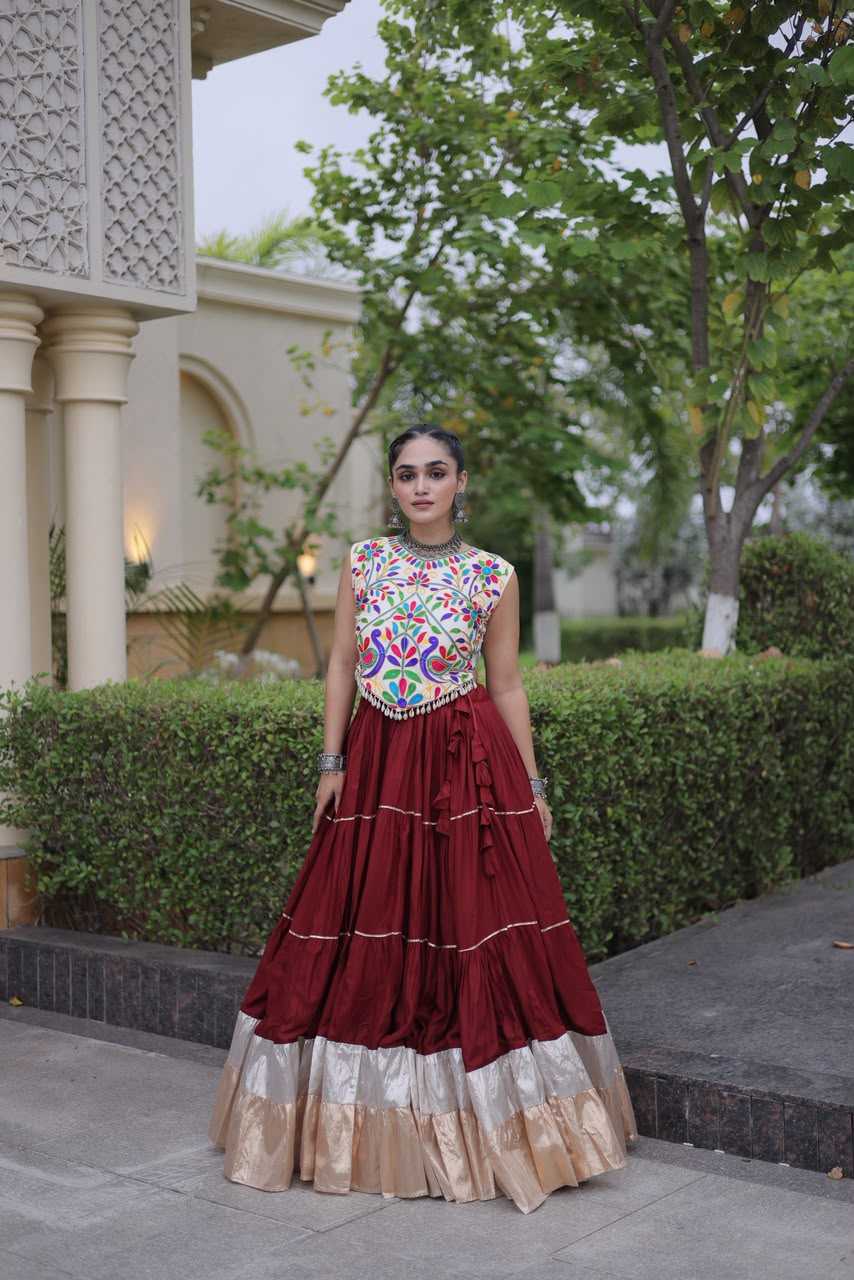 Rayon Designer Lehenga in Brown