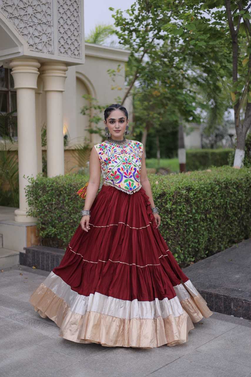 Rayon Designer Lehenga in Brown