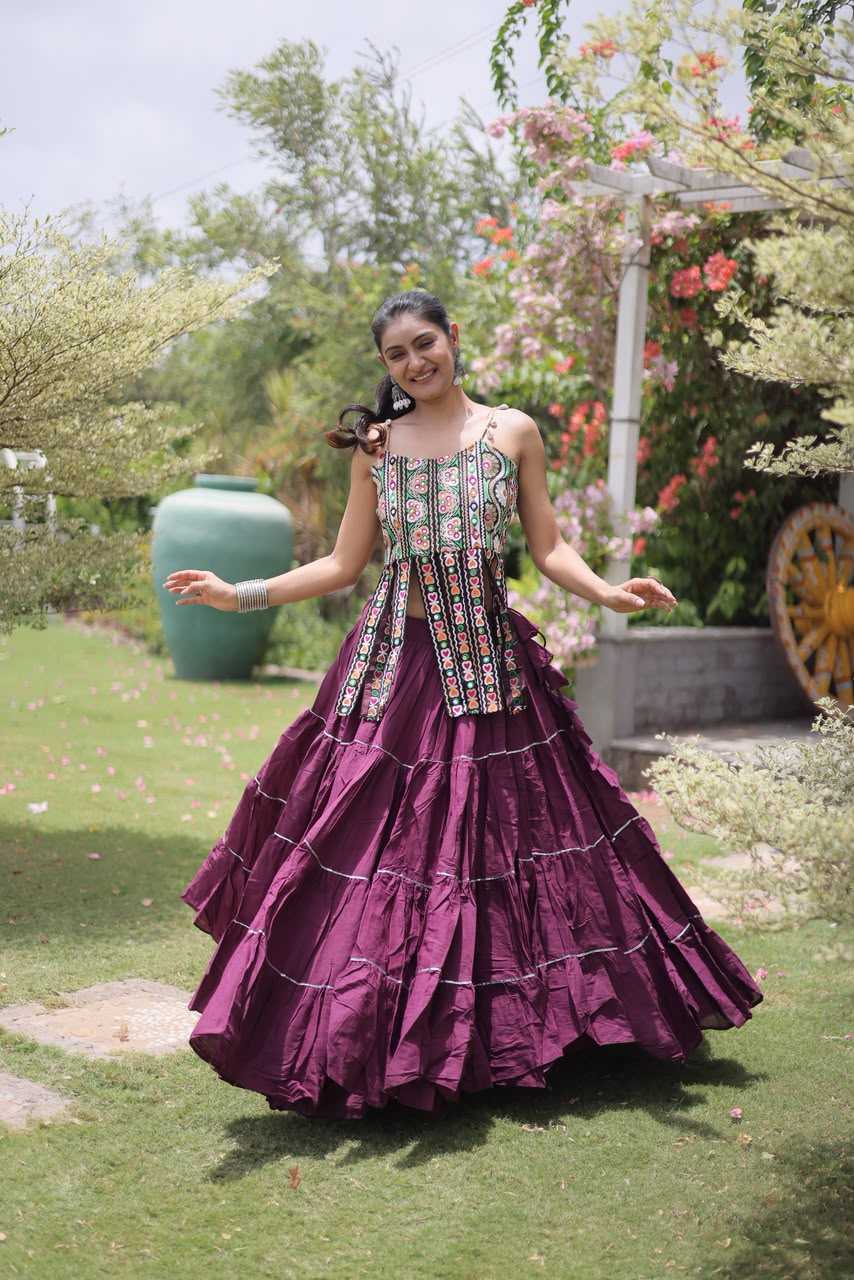 Cotton Designer Lehenga in Violet