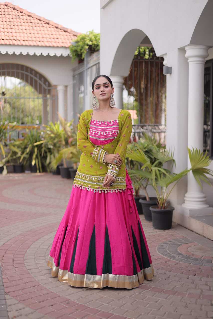 Rayon Designer Lehenga in Mehndi
