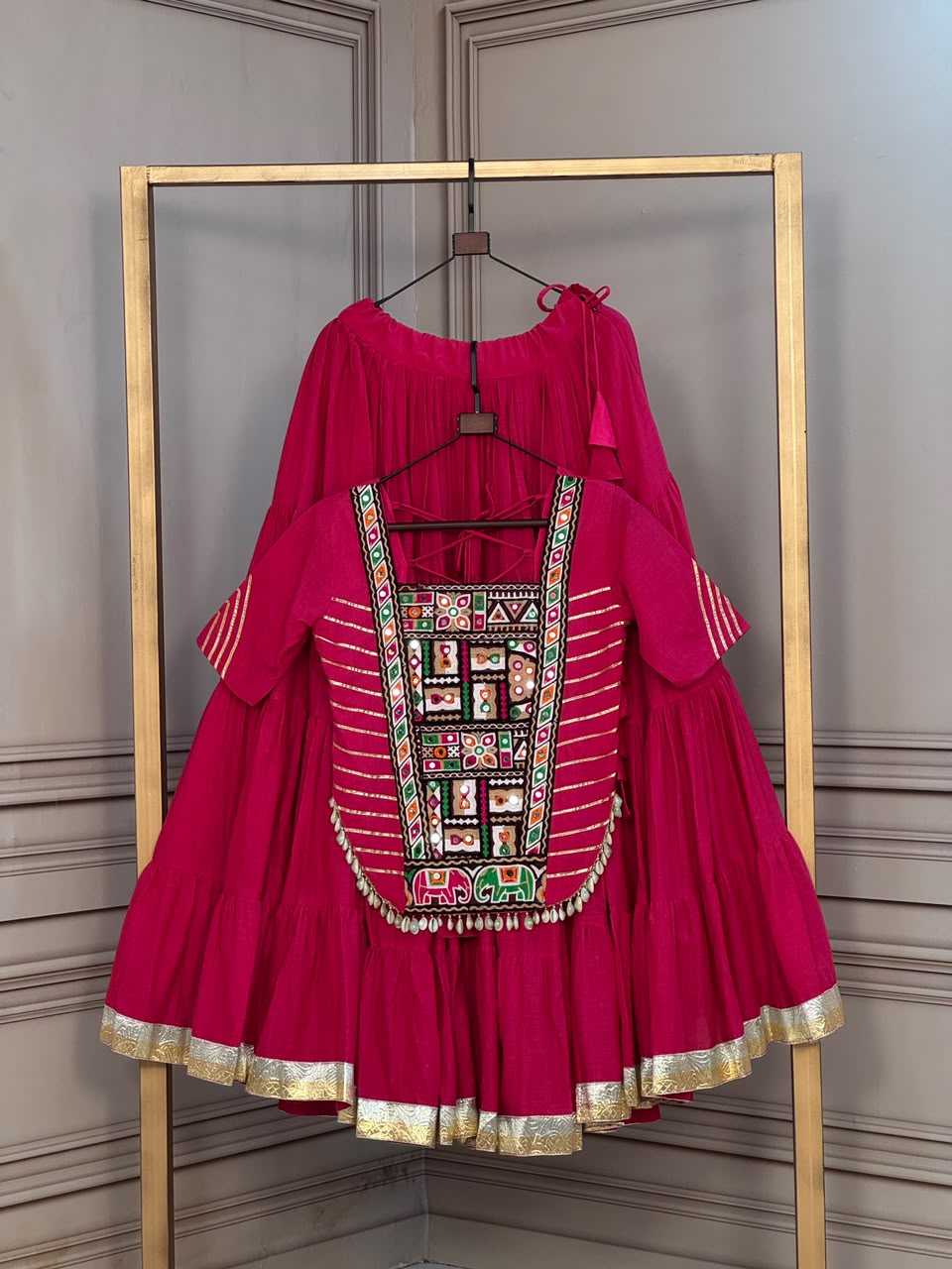 Cotton Designer Lehenga in Maroon