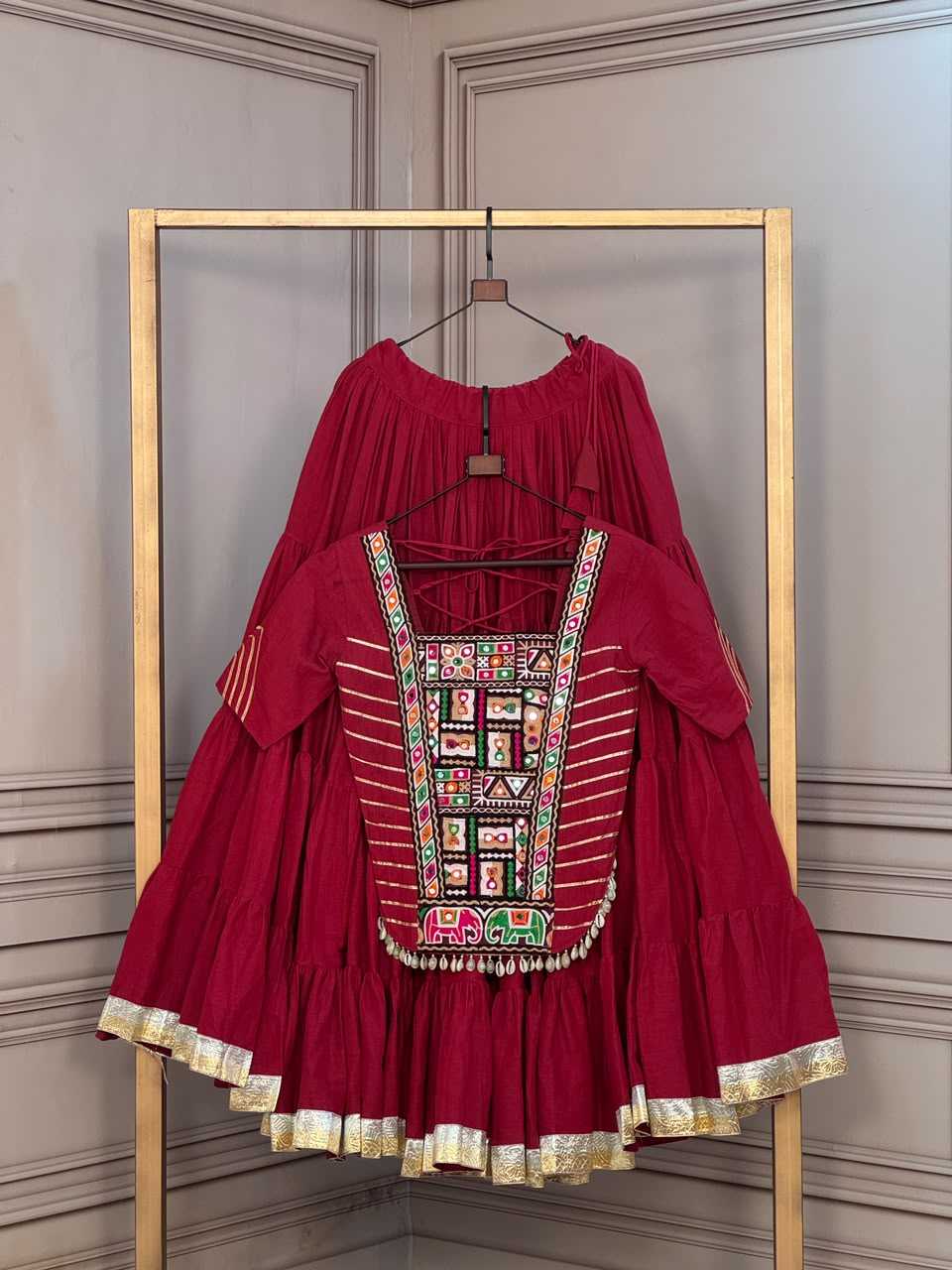 Cotton Designer Lehenga in Maroon