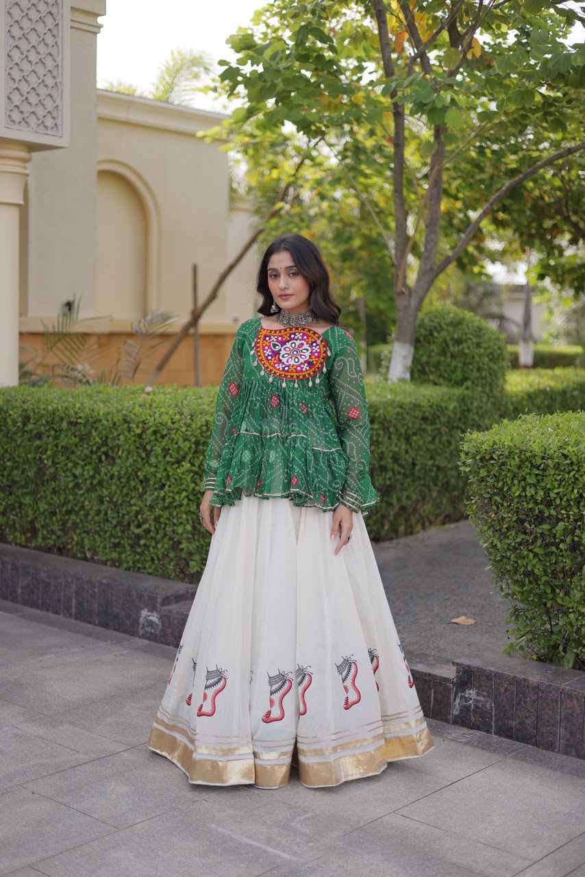 Cotton Designer Lehenga in Green