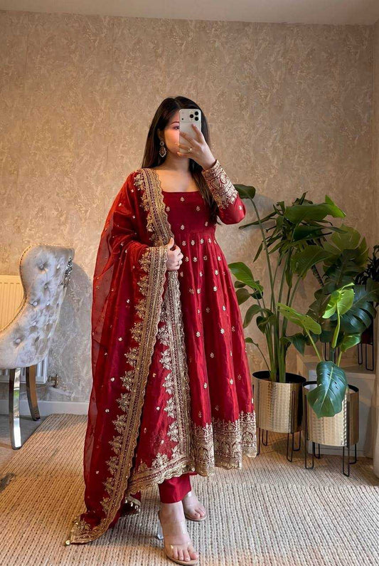 Silk Embroidery Gown
