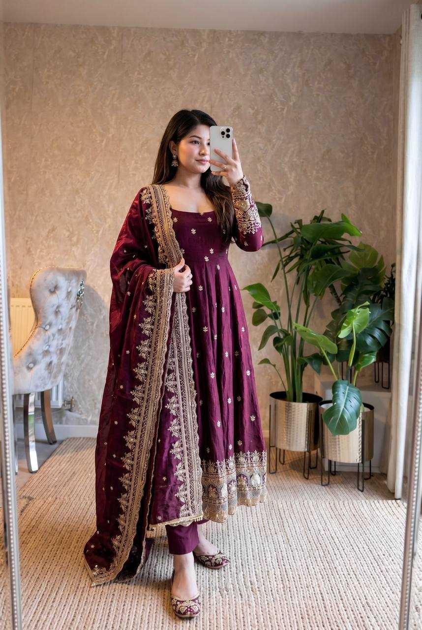 Silk Embroidery Gown
