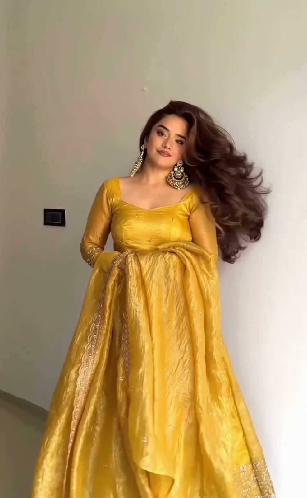 Soft Gold Crush Embroidery Gown