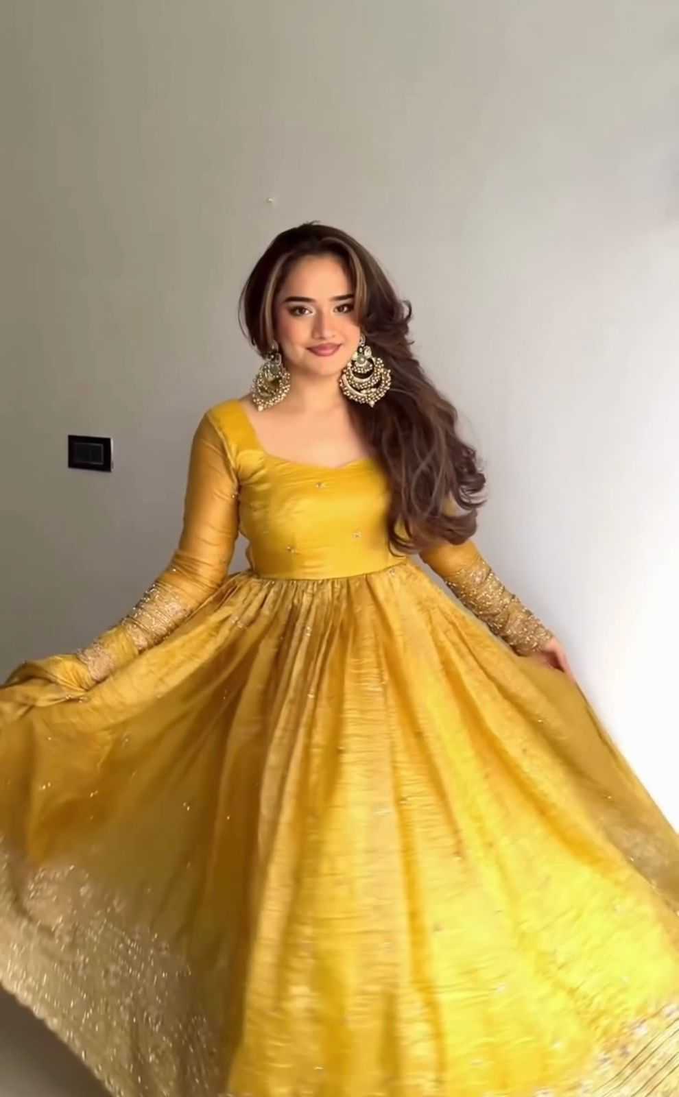 Soft Gold Crush Embroidery Gown
