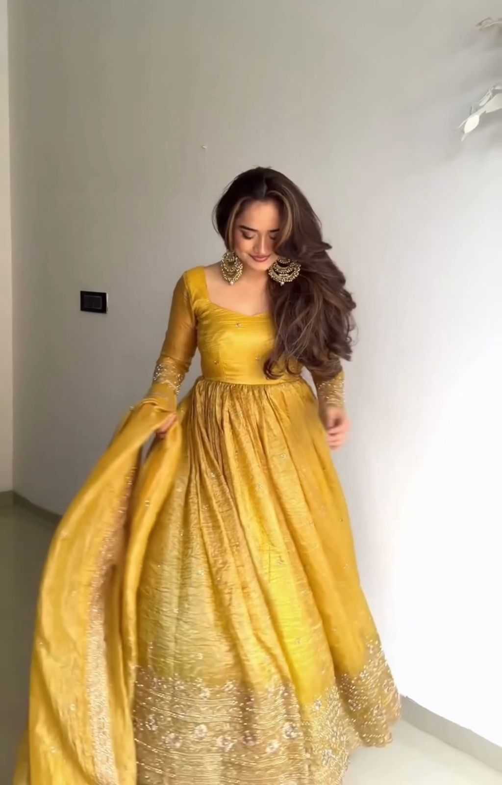 Soft Gold Crush Embroidery Gown