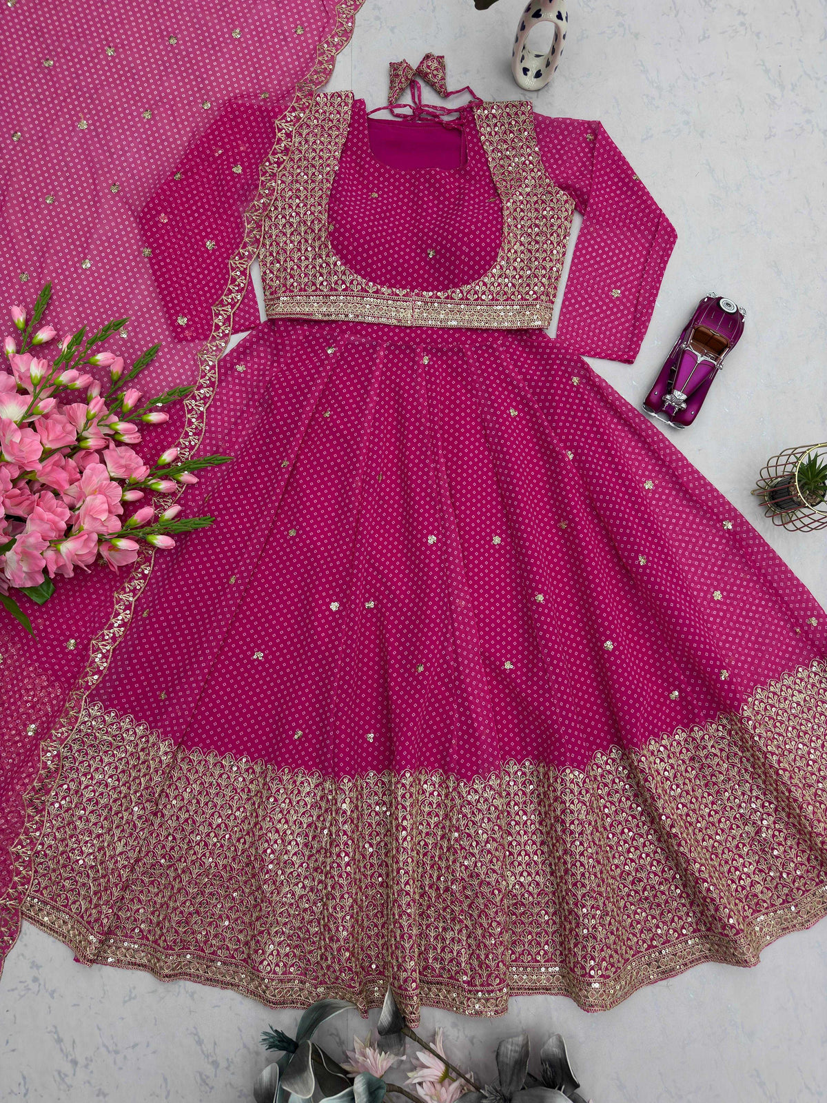 Faux Georgette Embroidery Gown 692