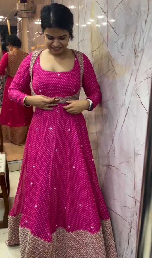 Faux Georgette Embroidery Gown 692