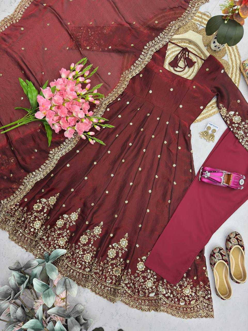 Silk Embroidery Gown
