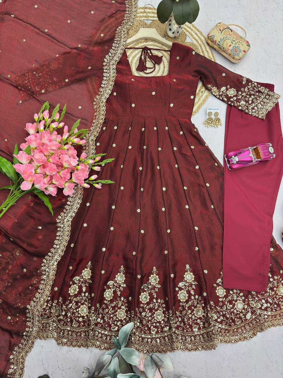 Silk Embroidery Gown