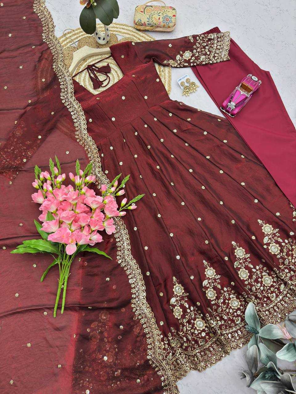 Silk Embroidery Gown