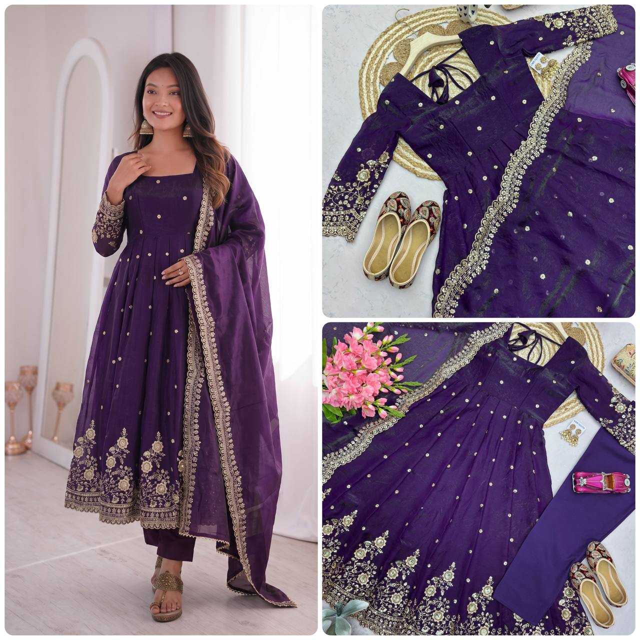 Silk Embroidery Gown