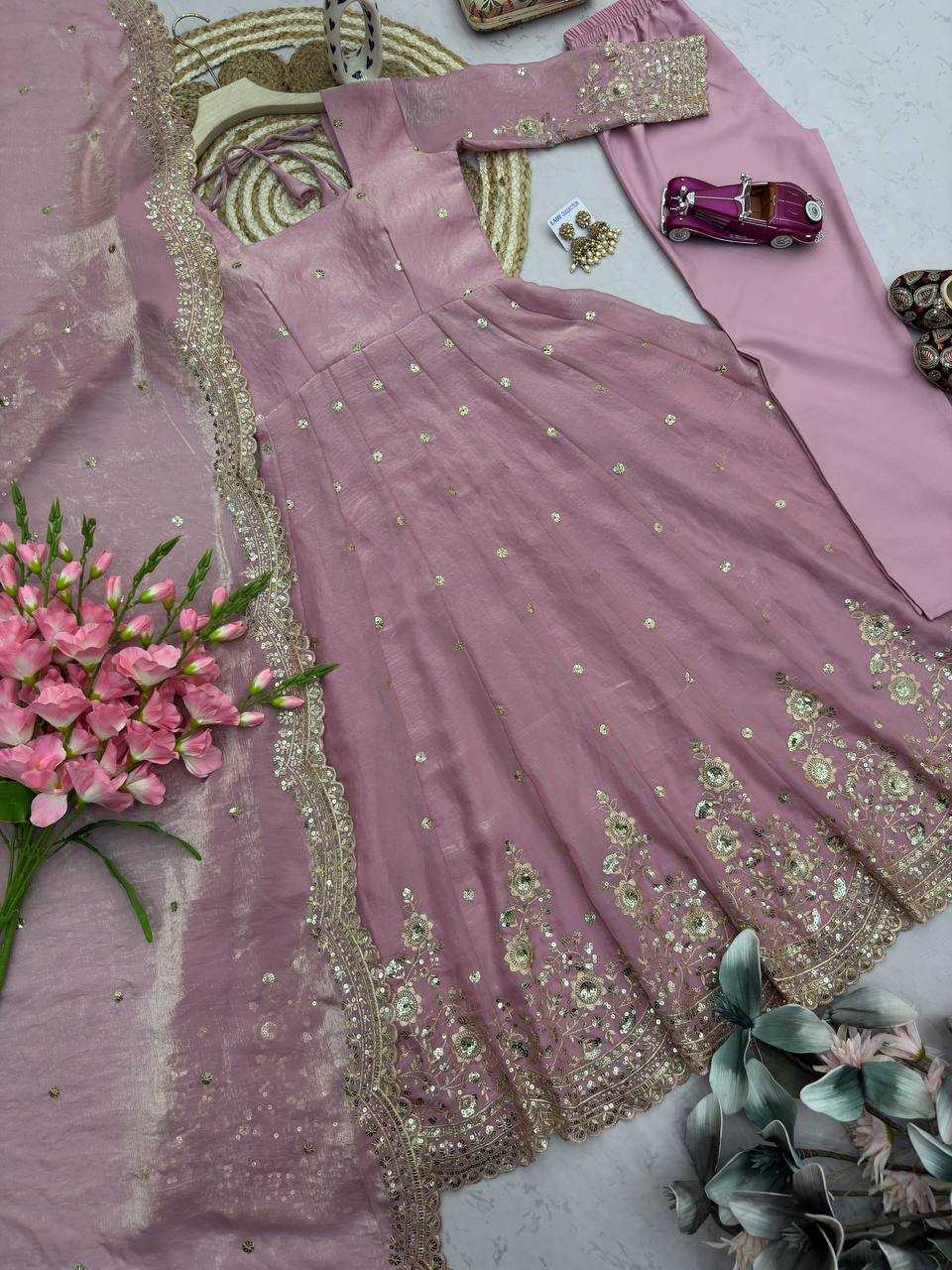 Silk Embroidery Gown