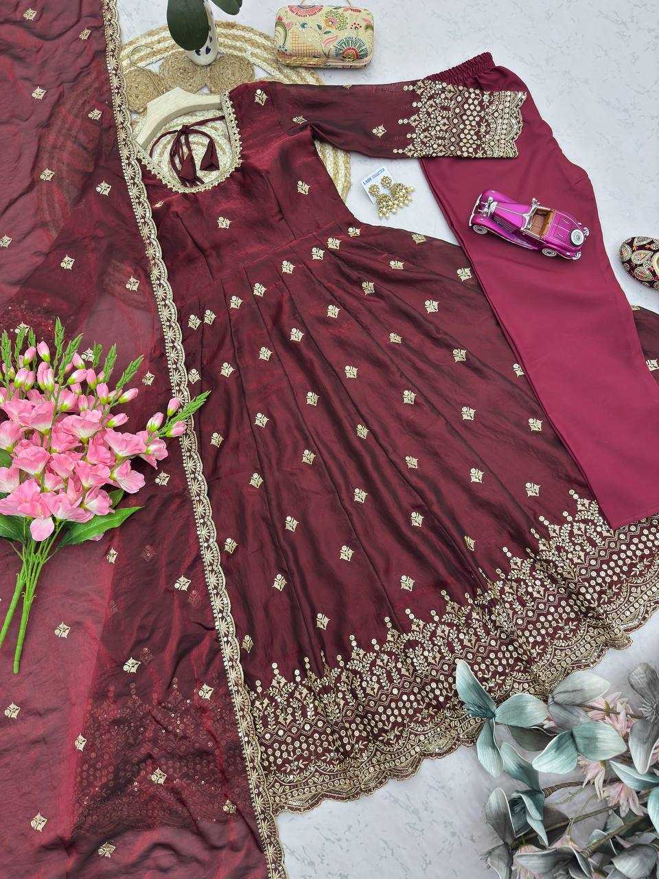 Silk Embroidery Gown
