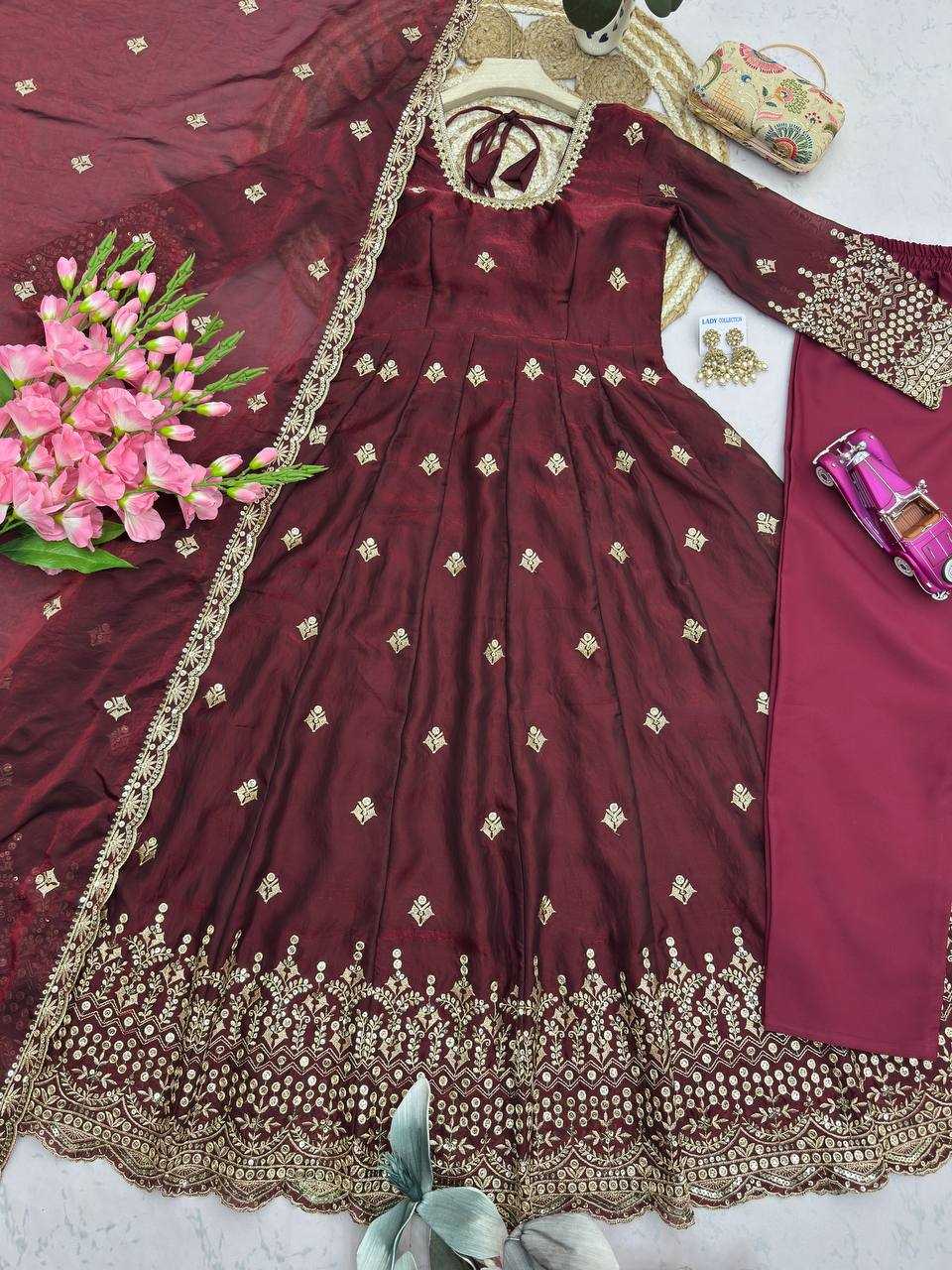 Silk Embroidery Gown