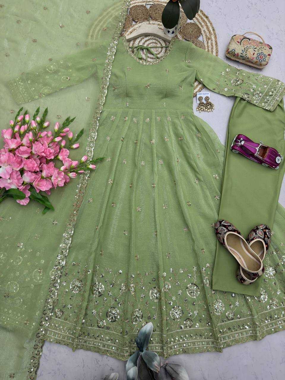 Heavy Silk Embroidery Gown