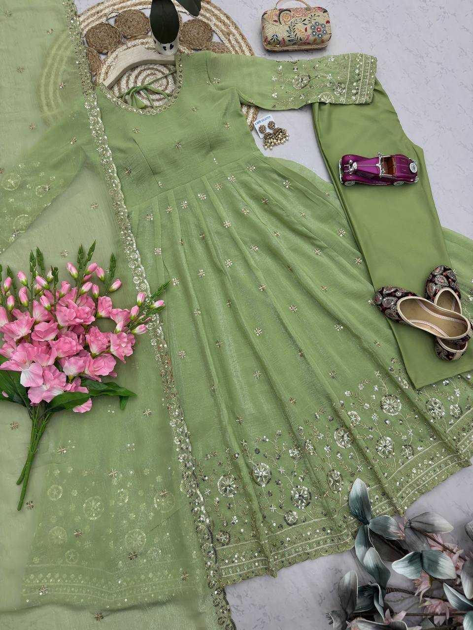Heavy Silk Embroidery Gown