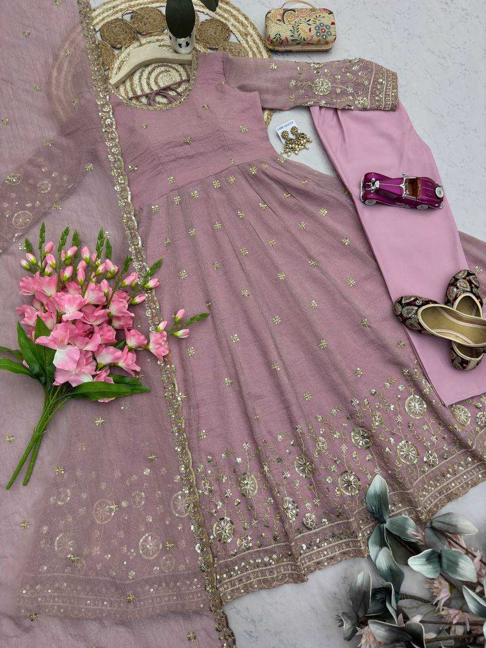 Heavy Silk Embroidery Gown