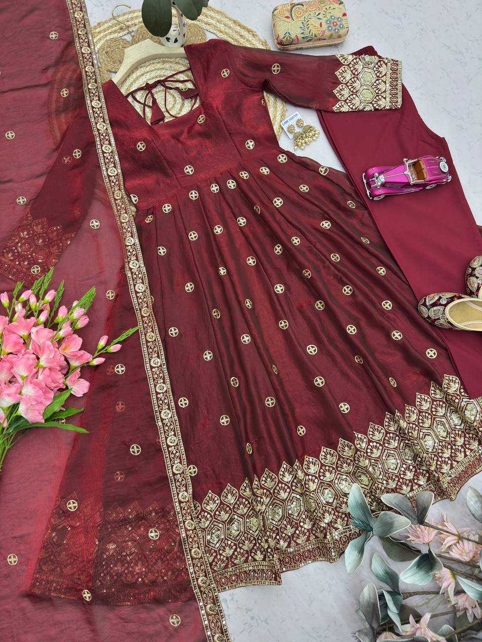 Heavy Silk Embroidery Gown