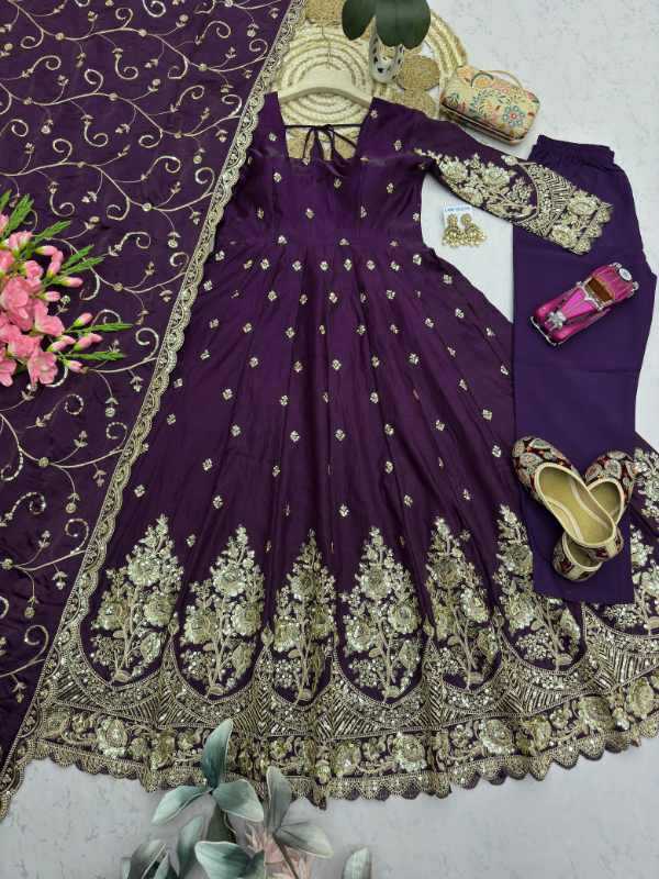 Shimmer Silk Embroidery Gown