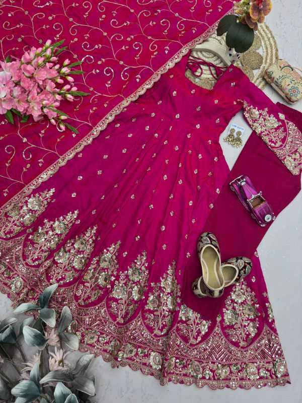 Shimmer Silk Embroidery Gown
