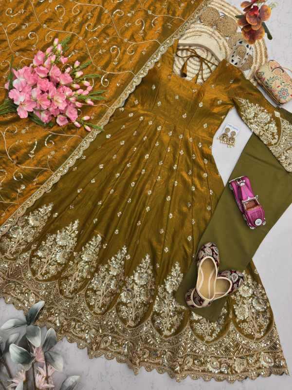 Shimmer Silk Embroidery Gown