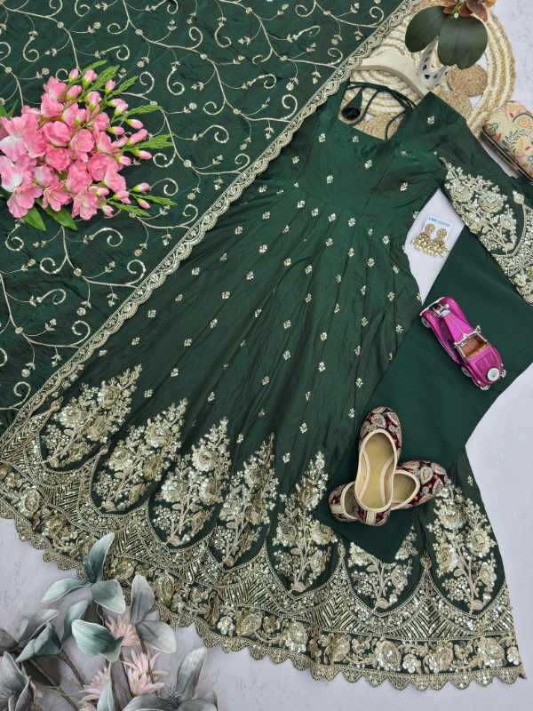Shimmer Silk Embroidery Gown
