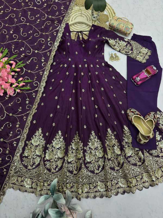 Shimmer Silk Embroidery Gown