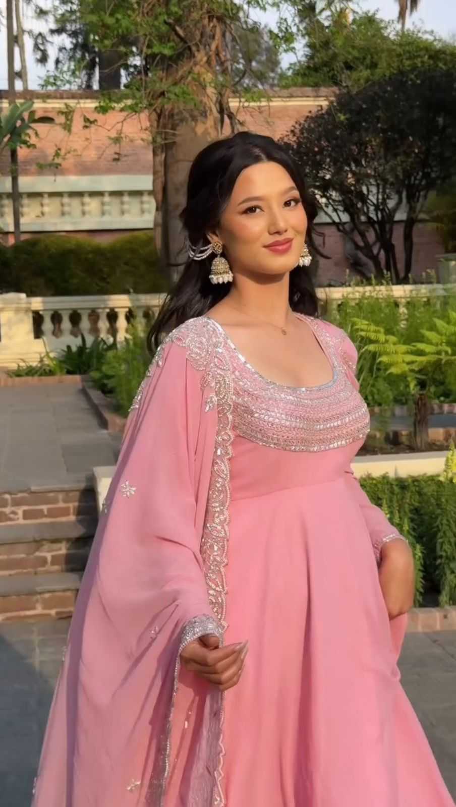 Faux Georgette Embroidery Gown 734