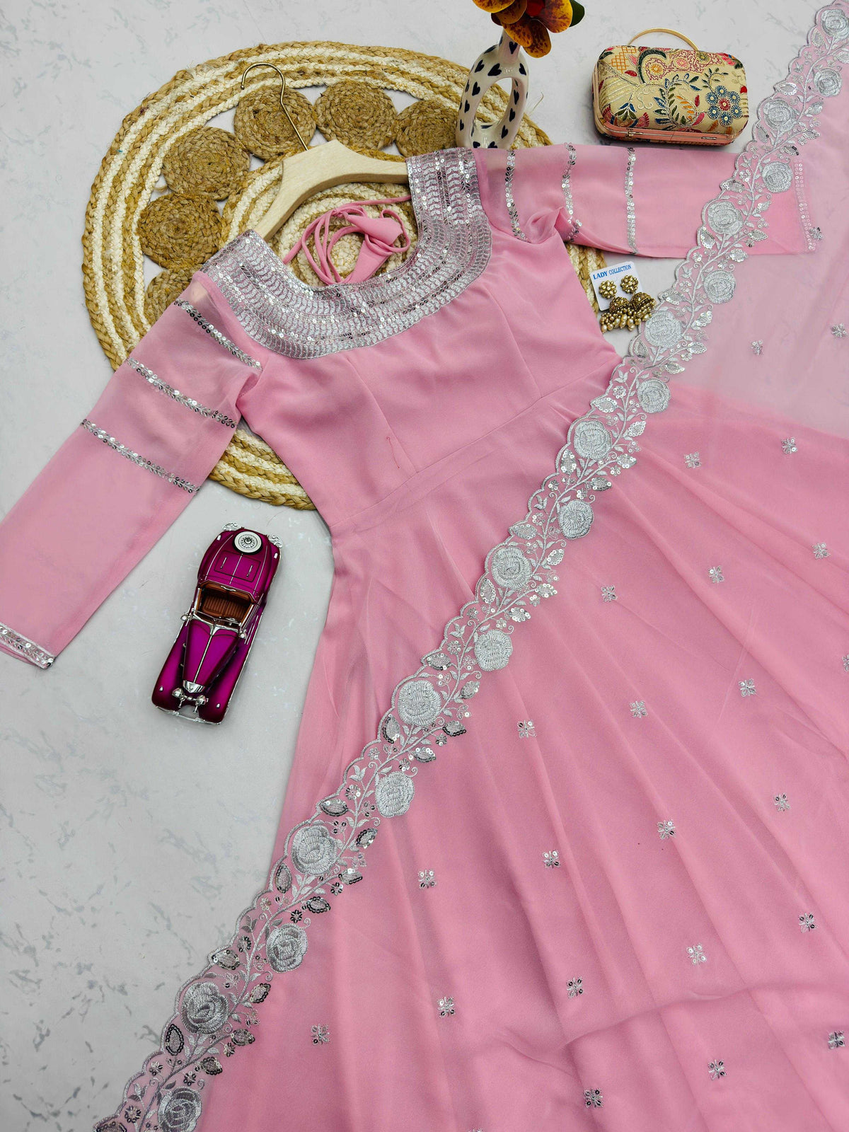Faux Georgette Embroidery Gown 734