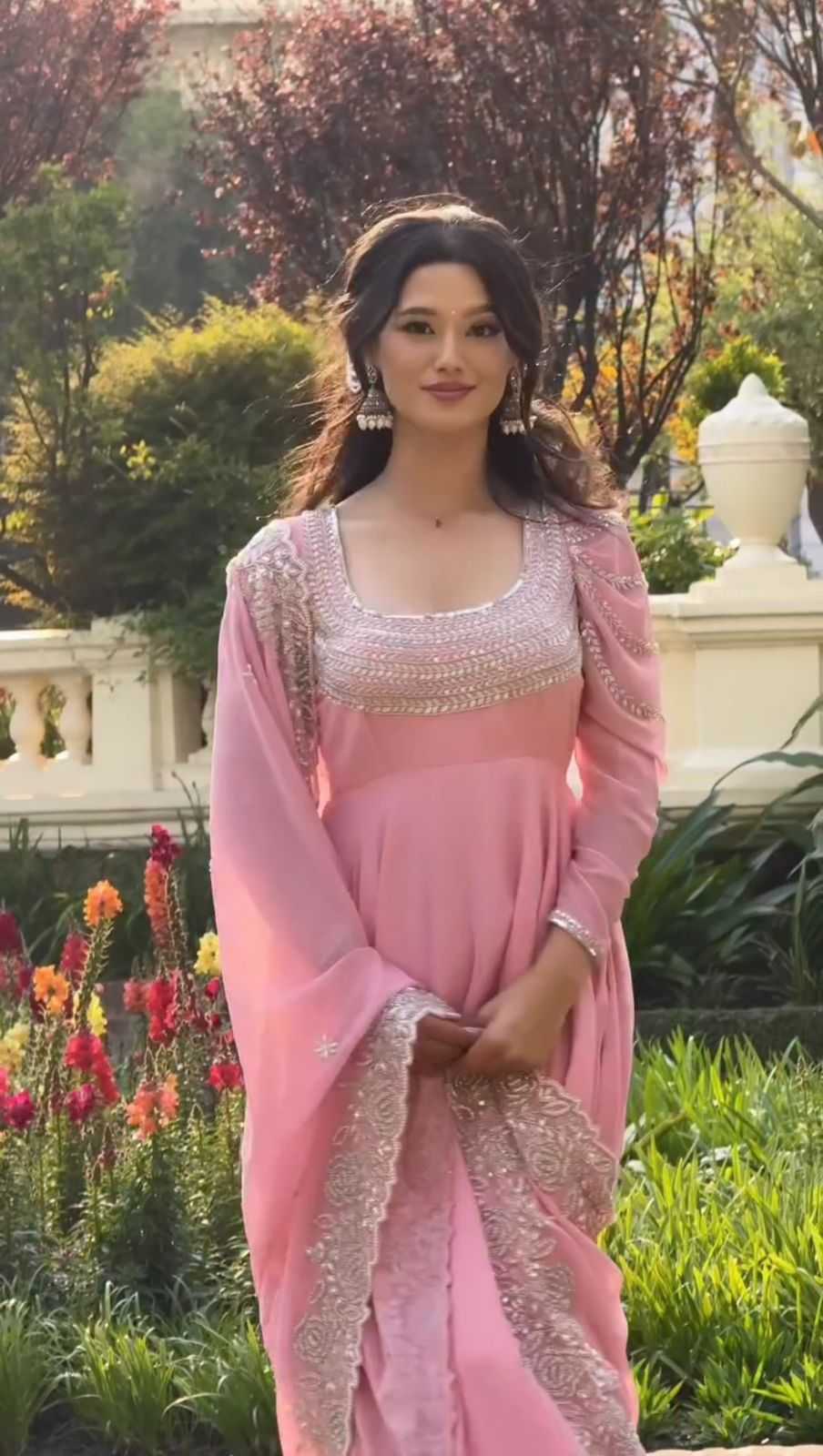 Faux Georgette Embroidery Gown 734