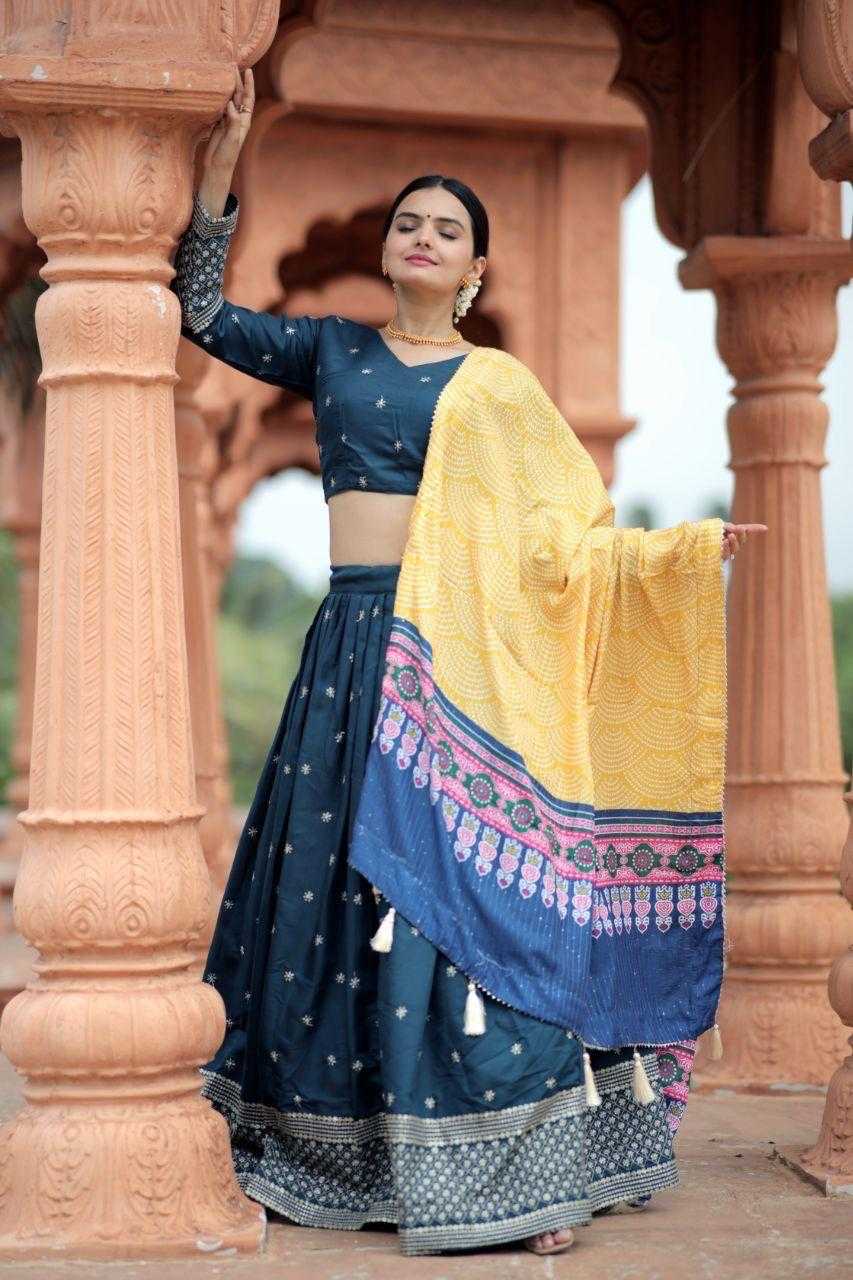 Silk Lehenga in Black
