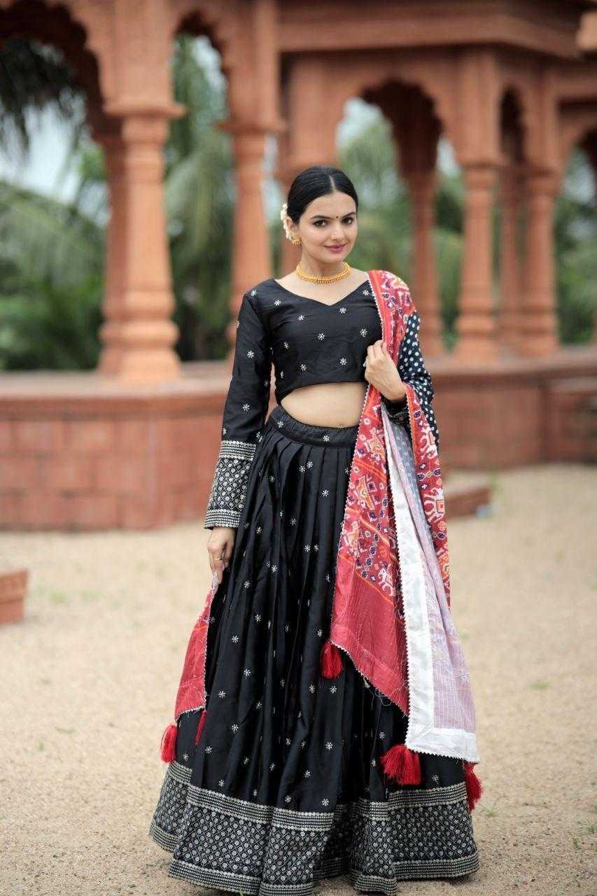 Silk Lehenga in Black