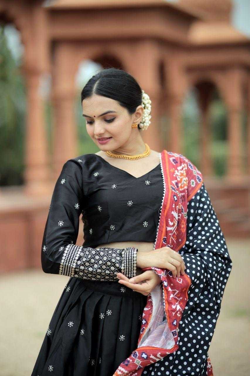Silk Lehenga in Black