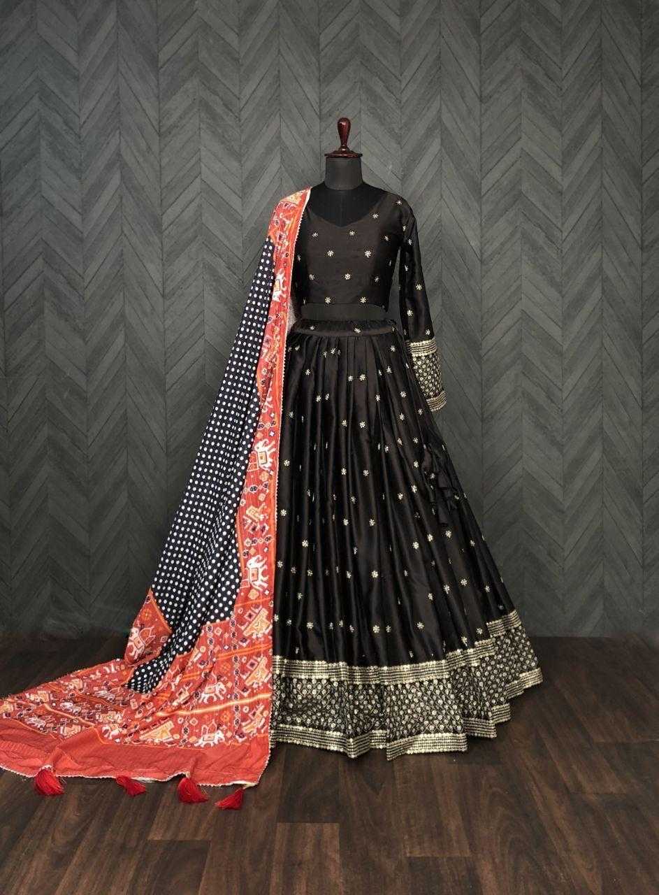 Silk Lehenga in Black
