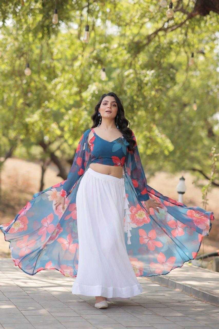 Faux Georgette Designer Lehenga in Brown