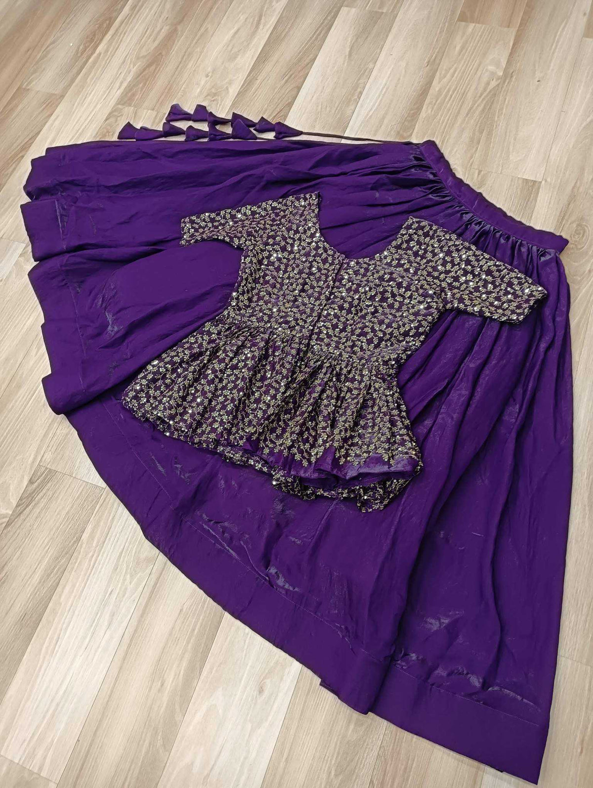 Fancy Embroidered Lehenga in Violet