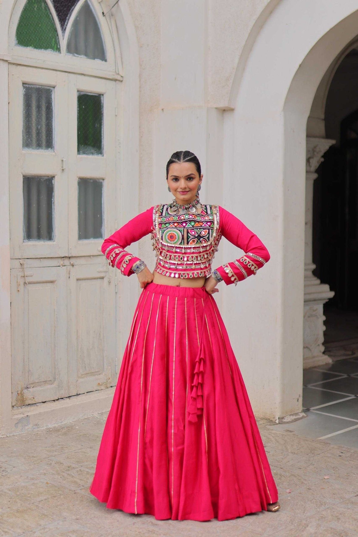 Heavy Roman Silk Fancy Lehenga in Red