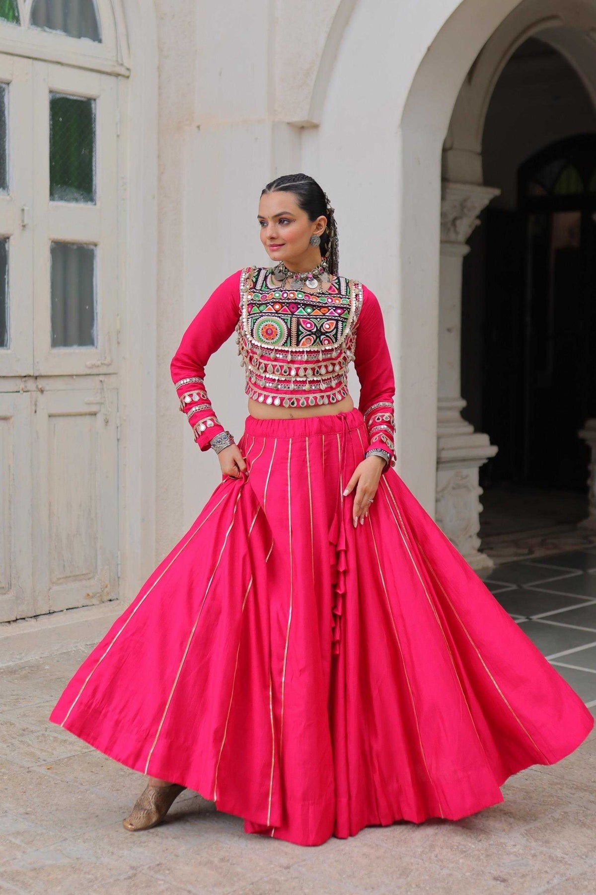 Heavy Roman Silk Fancy Lehenga in Red