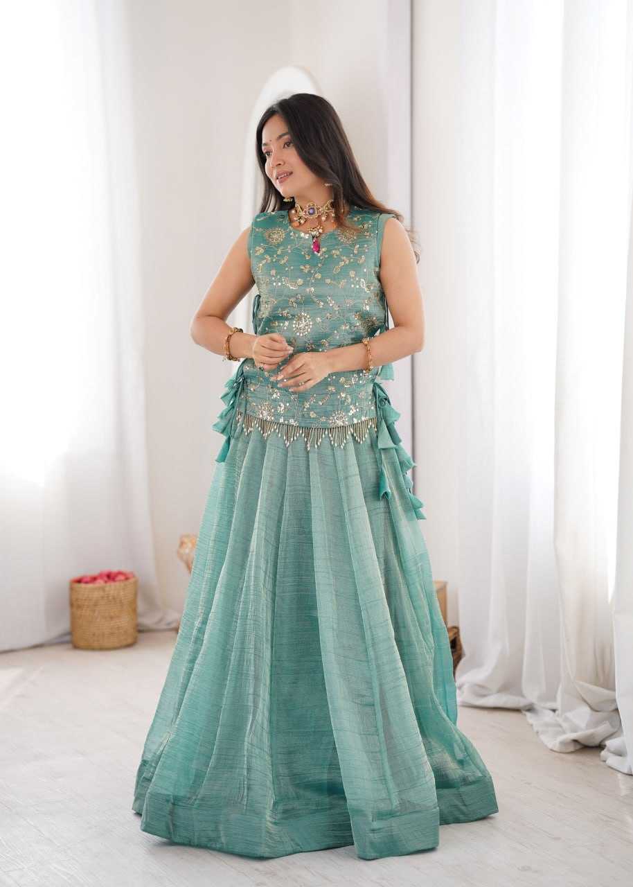 Crush Silk Embroidered Lehenga
