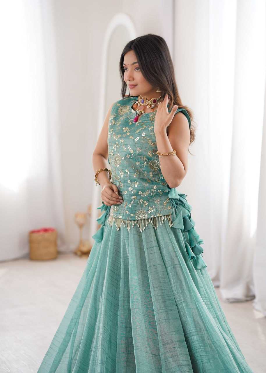 Crush Silk Embroidered Lehenga