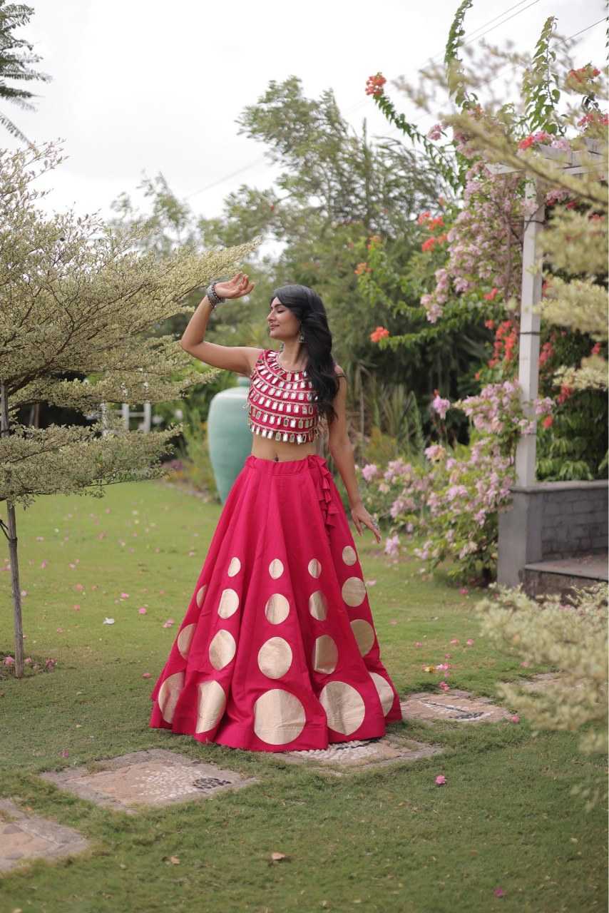 Heavy Roman Silk Lehenga in Yellow