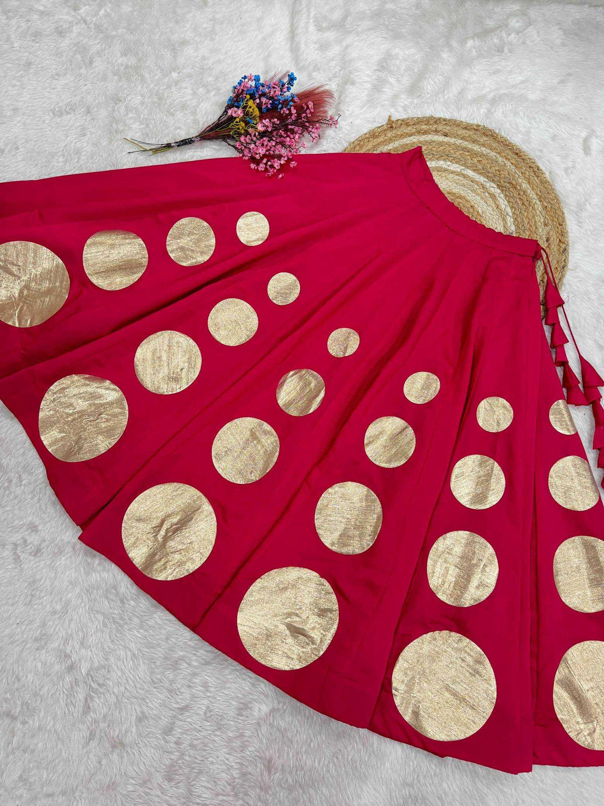 Heavy Roman Silk Traditional Lehenga in Dark Pink