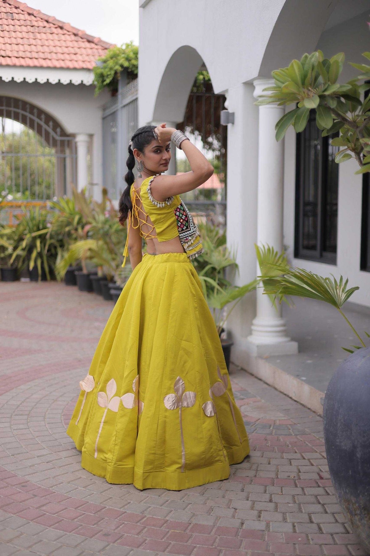 Heavy Roman Silk Traditional Lehenga in White