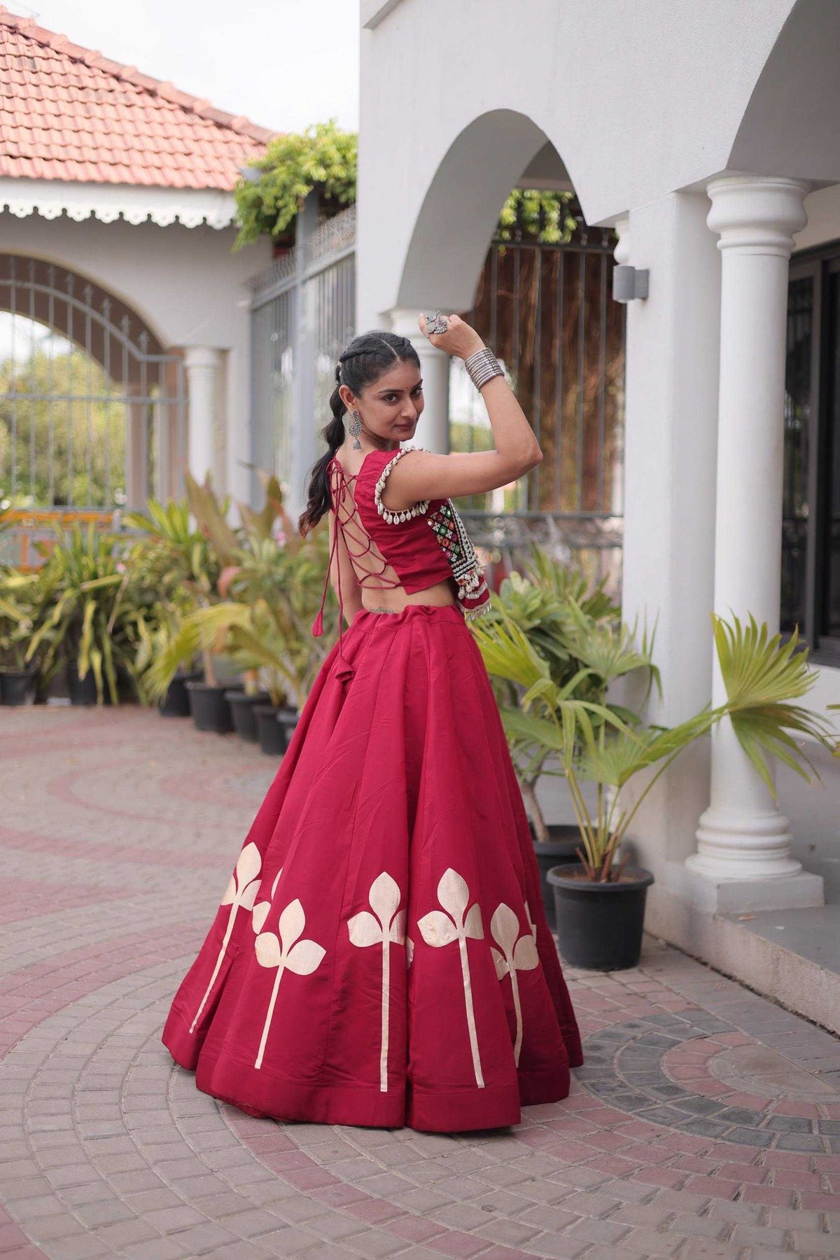 Heavy Roman Silk Traditional Lehenga in White